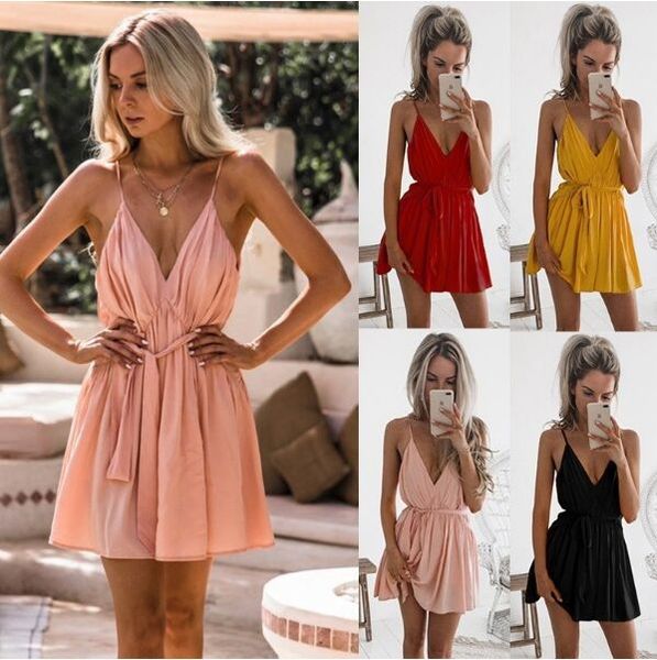 the skirt with shoulder-straps v-neck pink belt dress style european and american women's clothing 2019 4 color, Black;gray
the skirt with shoulder-straps v-neck pink belt dress style european and american women's clothing 2019 4 color, Black;gray