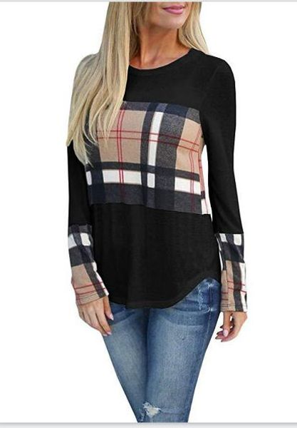 женская дизайнерская футболка с длинным рукавом плед печатный бренд мода роскошный дизайнер женская одежда повседневная осень футболки, White 
женская дизайнерская футболка с длинным рукавом плед печатный бренд мода роскошный дизайнер женская одежда повседневная осень футболки, White