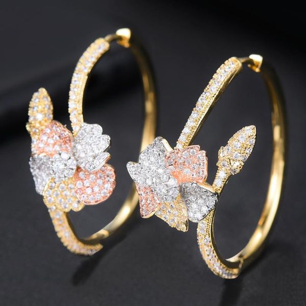 boucle d'oreille femme hoop earrings with big blooming flowers handmade full cz shiny charm bridal wedding anniversary jewelry, Golden
boucle d'oreille femme hoop earrings with big blooming flowers handmade full cz shiny charm bridal wedding anniversary jewelry, Golden