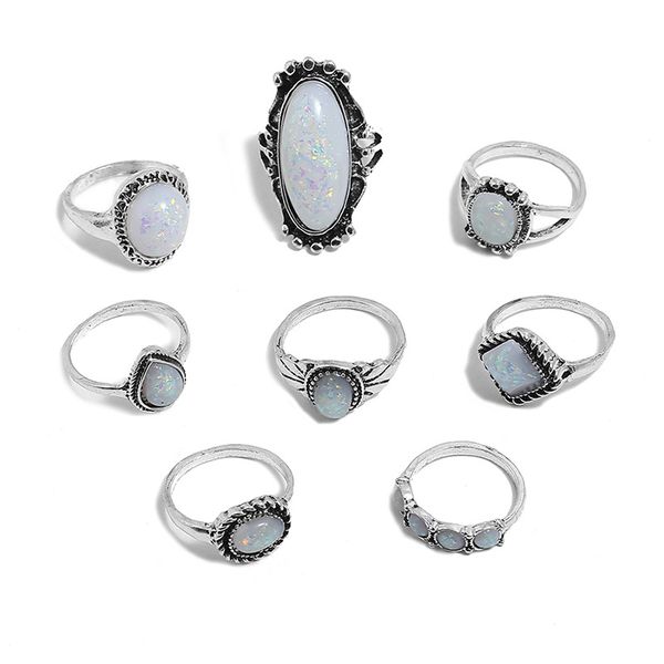 explosive accessories aobao ring set explosive creative selling retro coloured treasure ring set 8, Silver
explosive accessories aobao ring set explosive creative selling retro coloured treasure ring set 8, Silver
