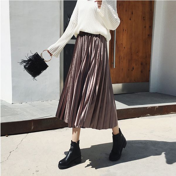 pleated women skirts high waisted elastic female velvet skirts fashion spring winter casual office ladies solid skirt 2019, Black
pleated women skirts high waisted elastic female velvet skirts fashion spring winter casual office ladies solid skirt 2019, Black