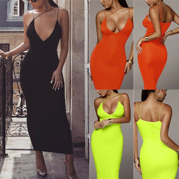 Februaryfrost Women Sexy Bodycon Sleeveless Strap Dress Deep V-neck Hollow Out Solid Clubwear Party Long Maxi Dress
Februaryfrost Women Sexy Bodycon Sleeveless Strap Dress Deep V-neck Hollow Out Solid Clubwear Party Long Maxi Dress