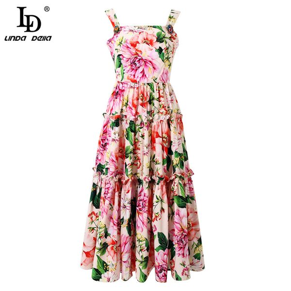casual dresses ld linda della summer runway cotton dress women elegant floral print ruffles button ladies spaghetti strap vintage midi, Black;gray
casual dresses ld linda della summer runway cotton dress women elegant floral print ruffles button ladies spaghetti strap vintage midi, Black;gray