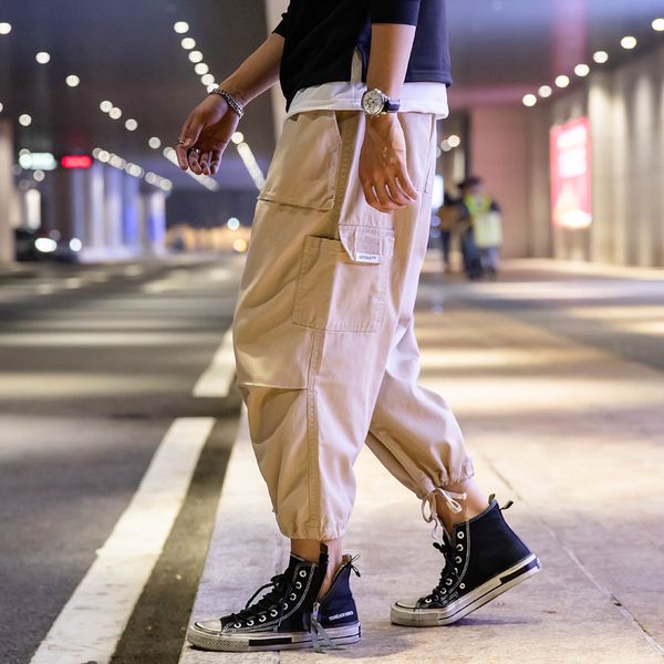 men's pants tide brand spring japanese overalls irregular pockets loose straight cotton casual sports feet, Black
men's pants tide brand spring japanese overalls irregular pockets loose straight cotton casual sports feet, Black