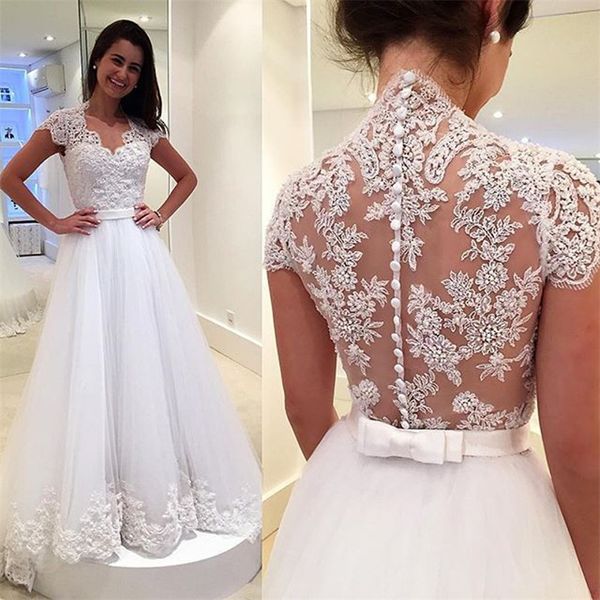 elegant hollow out design back bride dress vstido de casamento floor length wedding party dressess custom made, White
elegant hollow out design back bride dress vstido de casamento floor length wedding party dressess custom made, White