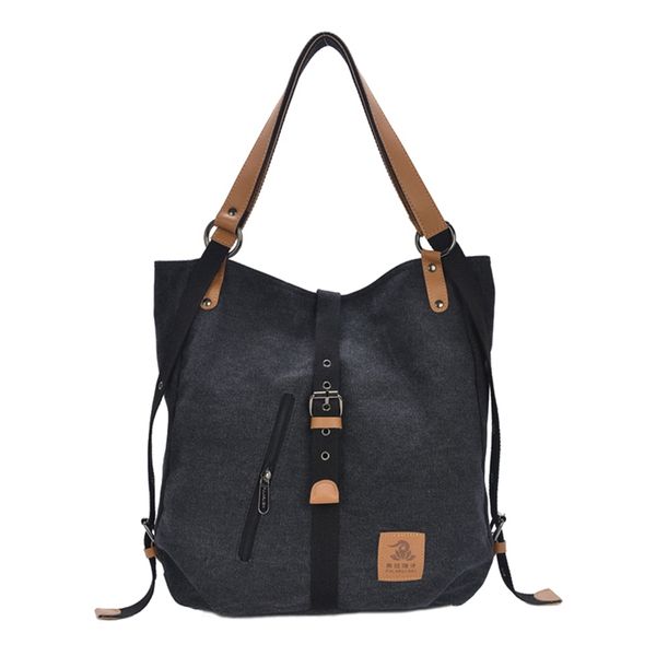 ljl-women fashion casual canvas multifunctional messenger bag (black