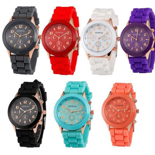 50pcs colorful popular fashion geneva silicone rubber jelly candy watches mens womens ladies colorful rose-gold dress quartz watches, Slivery;brown 
50pcs colorful popular fashion geneva silicone rubber jelly candy watches mens womens ladies colorful rose-gold dress quartz watches, Slivery;brown