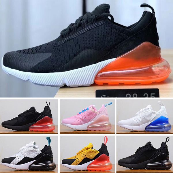 

nike air max 270 riginal дети спортивные тренеры мода детская баскетбольная обувь дешевые новые мальчики девочки зашнуровать кроссовки разме, Black