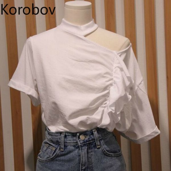 korobov korean short sleeve irregular o neck t shirt off shoulder ruffles white t shirts summer vogue elegant t-shirt 78021
korobov korean short sleeve irregular o neck t shirt off shoulder ruffles white t shirts summer vogue elegant t-shirt 78021