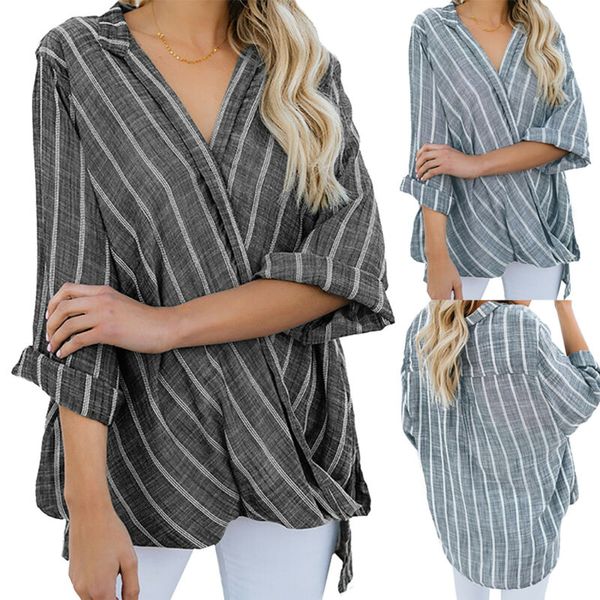 Womens Casual V-Neck Long Sleeve T-Shirt Tee Shirt Tops Striped Blouse Plus Size
Womens Casual V-Neck Long Sleeve T-Shirt Tee Shirt Tops Striped Blouse Plus Size