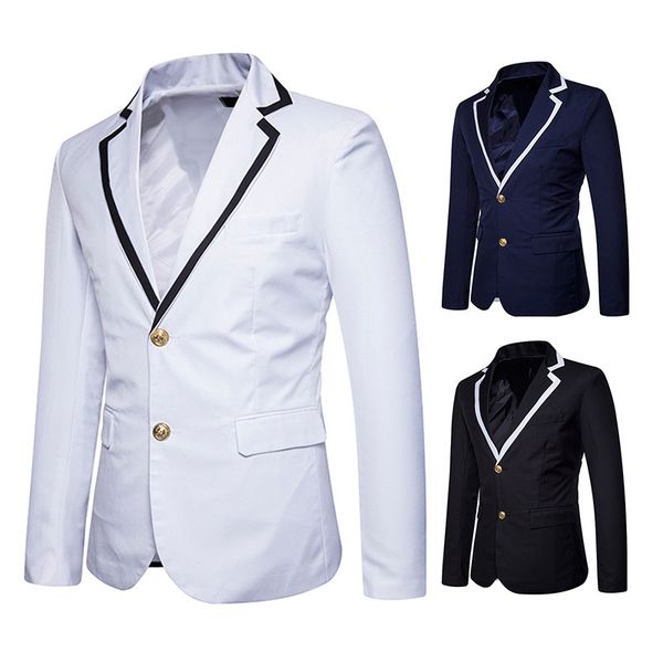 business party white single-breasted men's slim blazer coat male chorus performance costumes classical man groom wedding suits, White;black
business party white single-breasted men's slim blazer coat male chorus performance costumes classical man groom wedding suits, White;black