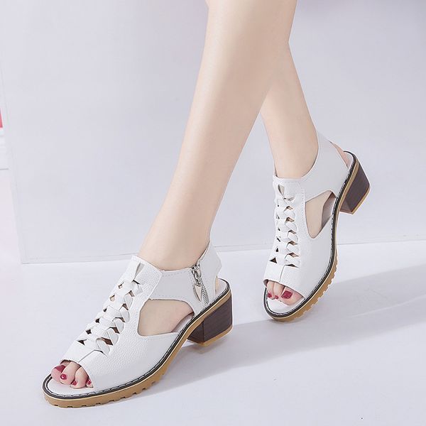 sandals summer women thick with heel sandals fashion women, Black
