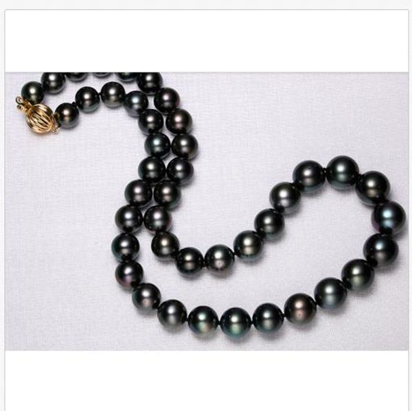 abcb stunning round tahitian 10-11mm black green pearl necklace 18inch 14k, Silver
abcb stunning round tahitian 10-11mm black green pearl necklace 18inch 14k, Silver