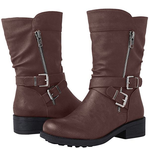 women's winter mid-tube bare boots double zip causal booties motorcycle boots, Black
women's winter mid-tube bare boots double zip causal booties motorcycle boots, Black