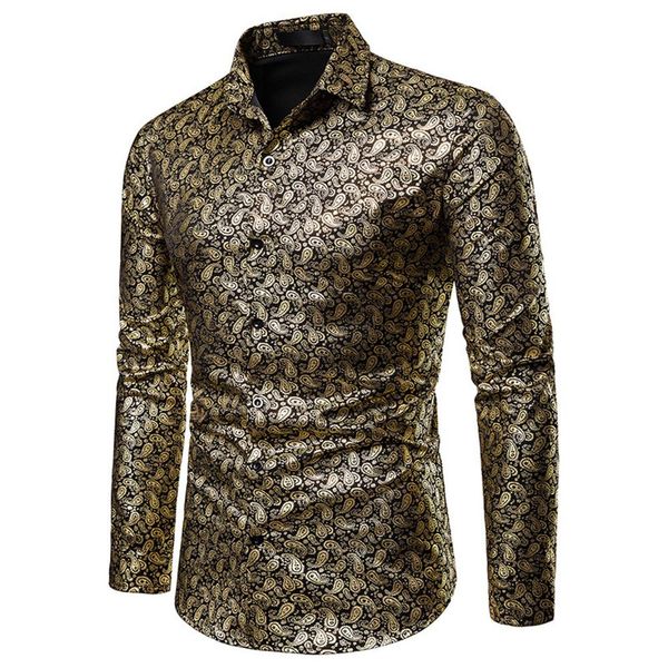gold fashion shirt men stamping printing lapel collar shirts long sleeve cotton gold printing breathable shirt clothing, White;black
gold fashion shirt men stamping printing lapel collar shirts long sleeve cotton gold printing breathable shirt clothing, White;black