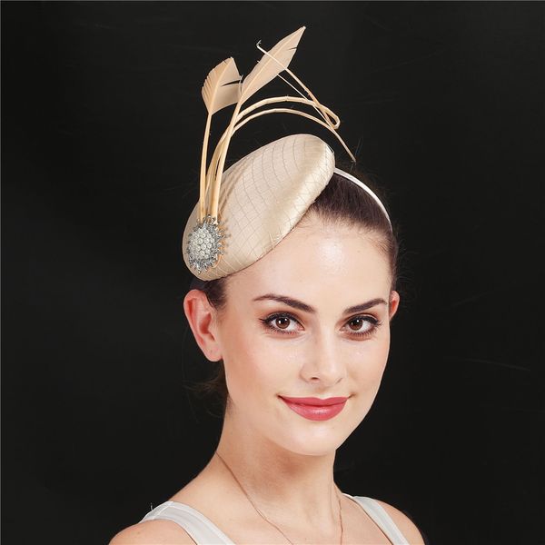 mingli tengda champagne bride hat gauze headwear royal blue feather hair decorate church formal green hat wedding accessories
mingli tengda champagne bride hat gauze headwear royal blue feather hair decorate church formal green hat wedding accessories