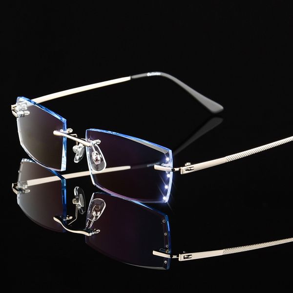 ultra-light glasses anti-blue-ray frameless glasses trimming men's business myopia gradient color alloy hyperopia frame 838, Silver
ultra-light glasses anti-blue-ray frameless glasses trimming men's business myopia gradient color alloy hyperopia frame 838, Silver