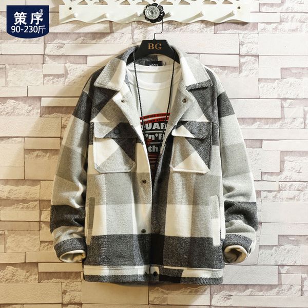 woolen jacket men's spring and autumn models plus fat plus size fat loose plaid jacket korean style trendy clothes, Black
woolen jacket men's spring and autumn models plus fat plus size fat loose plaid jacket korean style trendy clothes, Black