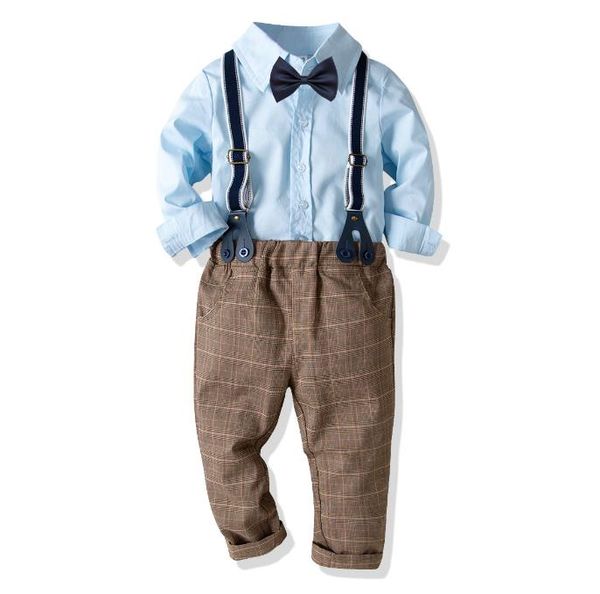 new spring baby boys gentleman clothes set kids bowtie long sleeve shirt + suspender pants boy children 2pcs outfits set 14475, White
new spring baby boys gentleman clothes set kids bowtie long sleeve shirt + suspender pants boy children 2pcs outfits set 14475, White