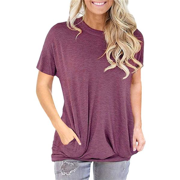 2020 style women's pocket hoodie american solid color loose round neck short sleeve t-shirt, White
2020 style women's pocket hoodie american solid color loose round neck short sleeve t-shirt, White