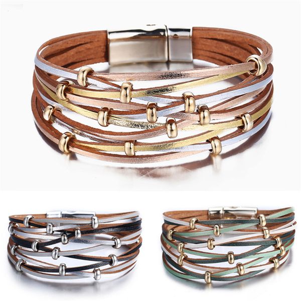 gold sliver color multi layer leather bracelet for women metal beads ladies wrap charm bracelets & bangle 2019 new jewelry, Golden;silver
gold sliver color multi layer leather bracelet for women metal beads ladies wrap charm bracelets & bangle 2019 new jewelry, Golden;silver