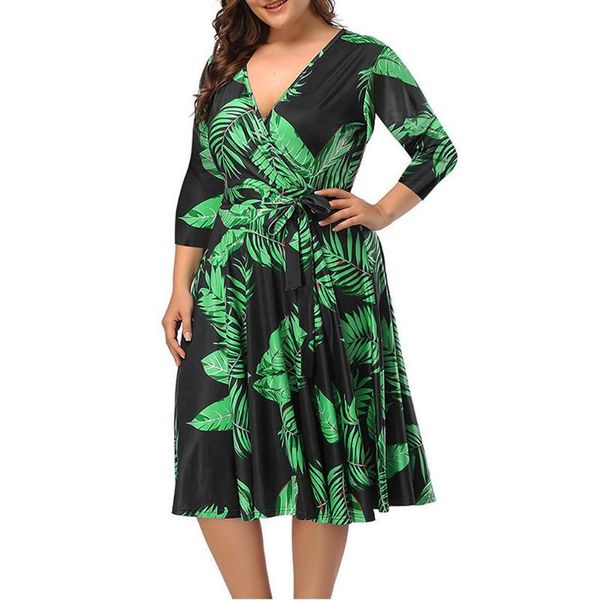 sleeper #401 2020 fashion women's plus size v-neck print elegant dress with waistband and large size dress ing, White;black
sleeper #401 2020 fashion women's plus size v-neck print elegant dress with waistband and large size dress ing, White;black