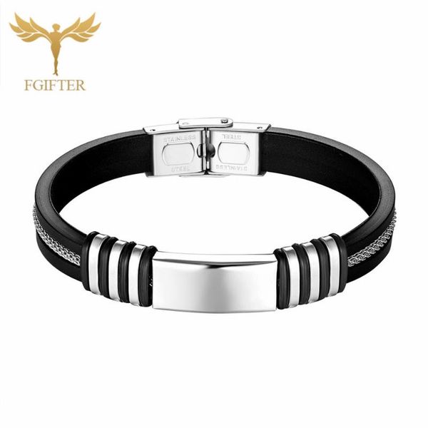 silver color stainless steel cuff bangles black silicone bracelet with chain man woman jewelry accessories bracelet jonc
silver color stainless steel cuff bangles black silicone bracelet with chain man woman jewelry accessories bracelet jonc