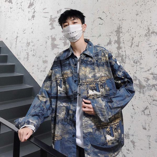 2019 men's fashion printing high-quality coats leisure shirts long sleeve loose lapel collar shirt camisa masculina size -2xl, White;black
2019 men's fashion printing high-quality coats leisure shirts long sleeve loose lapel collar shirt camisa masculina size -2xl, White;black