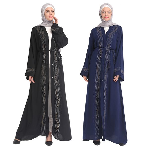

elegant muslim diamonds abaya maxi dress beading cardigan kimono long robe gowns vestidos middle east ramadan turkish islamic, Red