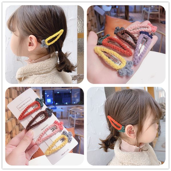 boutique ins 10pcs fashion cute crochet carrot snap clips hair clips solid cartoon barrettes hairpins princess headwear, Slivery;white