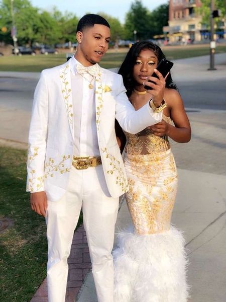 white mens suits with gold appliques slim fit tuxedo wedding piece coat pant designs mens formal wedding two pieces(jacket+pants), Black;gray
white mens suits with gold appliques slim fit tuxedo wedding piece coat pant designs mens formal wedding two pieces(jacket+pants), Black;gray