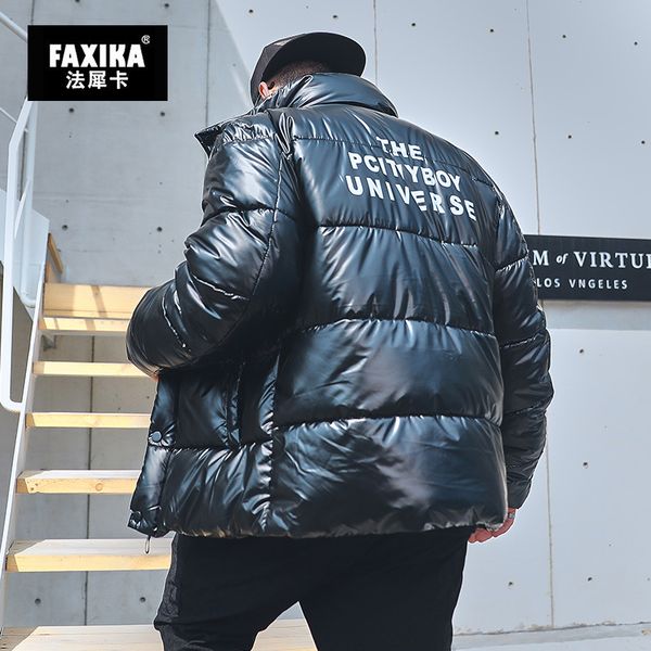 faxika big yards more men's bread served warm fat fertilizer increase printing cotton clothes in winter, Black