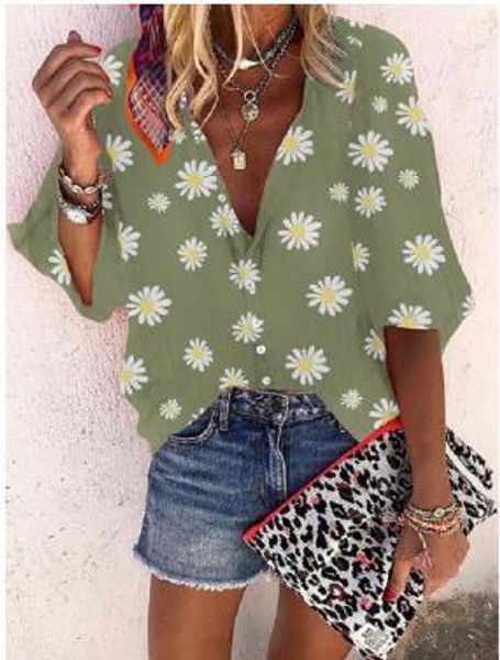 2020 new ladies casual 3/4 sleeve shirts ladies fashion with daisy print small flash shirt pullover shirts for women, White
2020 new ladies casual 3/4 sleeve shirts ladies fashion with daisy print small flash shirt pullover shirts for women, White