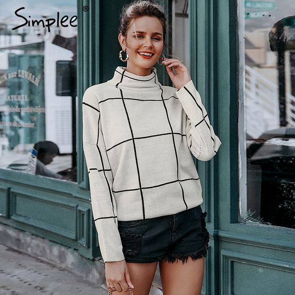 simplee autumn turtleneck plaid women pullover casual office knitted outerwear sweater female winter warm out jumpers 2019, White;black
simplee autumn turtleneck plaid women pullover casual office knitted outerwear sweater female winter warm out jumpers 2019, White;black