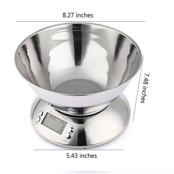 5kg digital kitchen scale stainless steel food libra weight sensor lcd electronic kitchen scales alarm timer weight sensor bowl
5kg digital kitchen scale stainless steel food libra weight sensor lcd electronic kitchen scales alarm timer weight sensor bowl