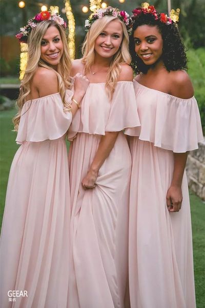 gorgeous chiffon boho off-the-shoulder neckline floor-length bridesmaid dresses with ruffles sleeve off shoulder maid of honor party gown, White;pink
gorgeous chiffon boho off-the-shoulder neckline floor-length bridesmaid dresses with ruffles sleeve off shoulder maid of honor party gown, White;pink