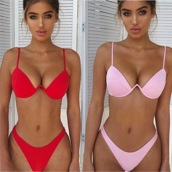 women push-up padded bra bandage bikini set swimsuit triangle swimwear bathing new woman underwear set bra + underwear, Red;black
women push-up padded bra bandage bikini set swimsuit triangle swimwear bathing new woman underwear set bra + underwear, Red;black