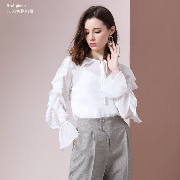 2020 new summer women o-neck mesh ruffled sleeve chiffon shirts female fashion casual solid color stitching popular shirts qx52, White
2020 new summer women o-neck mesh ruffled sleeve chiffon shirts female fashion casual solid color stitching popular shirts qx52, White