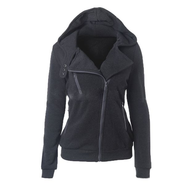 autumn winter women ladies hoodie hooded sweatshirt coat jacket lapel collar casual slim jumper zipper outwear female, Black 
autumn winter women ladies hoodie hooded sweatshirt coat jacket lapel collar casual slim jumper zipper outwear female, Black