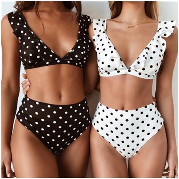 lotus leaf deep v bikini bikini swimsuit black and white polka dot printing women's split swimsuit, White;black
lotus leaf deep v bikini bikini swimsuit black and white polka dot printing women's split swimsuit, White;black
