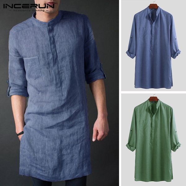 incerun 2019 casual men shirt long sleeve stand collar solid loose vintage men long shirts kurta suit camisa s-5xl, White;black
incerun 2019 casual men shirt long sleeve stand collar solid loose vintage men long shirts kurta suit camisa s-5xl, White;black