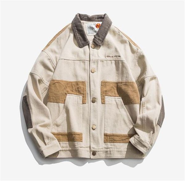 loose mens designer jackets fashion panelled single breasted lapel neck mens tooling jackets casual males clothing, Black;brown
loose mens designer jackets fashion panelled single breasted lapel neck mens tooling jackets casual males clothing, Black;brown