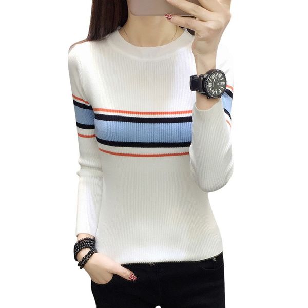 women casual stripes print stitching women's fashion 2019 loose sweater round neck pullover long sleeve, White;black
women casual stripes print stitching women's fashion 2019 loose sweater round neck pullover long sleeve, White;black