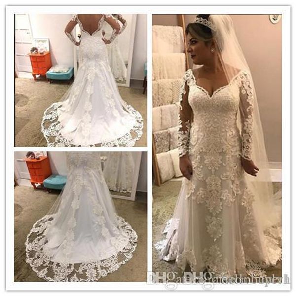 sheath lace long sleeve luxury wedding dress backless 2019 new sweetheart wedding gowns nigeria 3d flowers sleeves, White
sheath lace long sleeve luxury wedding dress backless 2019 new sweetheart wedding gowns nigeria 3d flowers sleeves, White