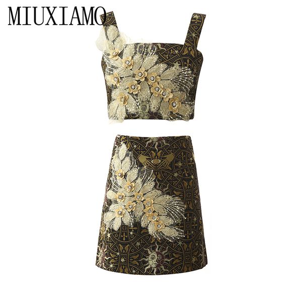 two piece dress miuximao 2021 runway design office lady spring sequins 3d flower twinset elegant silm suits women vestido, White
two piece dress miuximao 2021 runway design office lady spring sequins 3d flower twinset elegant silm suits women vestido, White