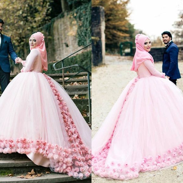 Pink Ball Gown Muslim Wedding Dresses High Neck Long Sleeves Tulle Flowers Lace Back Bandage Wedding Gowns Muslim Bridal Dresses
Pink Ball Gown Muslim Wedding Dresses High Neck Long Sleeves Tulle Flowers Lace Back Bandage Wedding Gowns Muslim Bridal Dresses