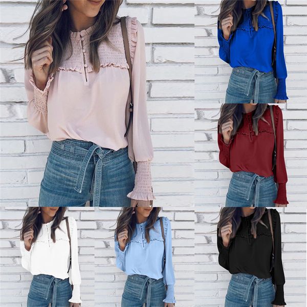 fashion women long sleeve loose blouse ladies casual ruffle shirt o neck chiffon womens and blouse office work wear summer, White
fashion women long sleeve loose blouse ladies casual ruffle shirt o neck chiffon womens and blouse office work wear summer, White