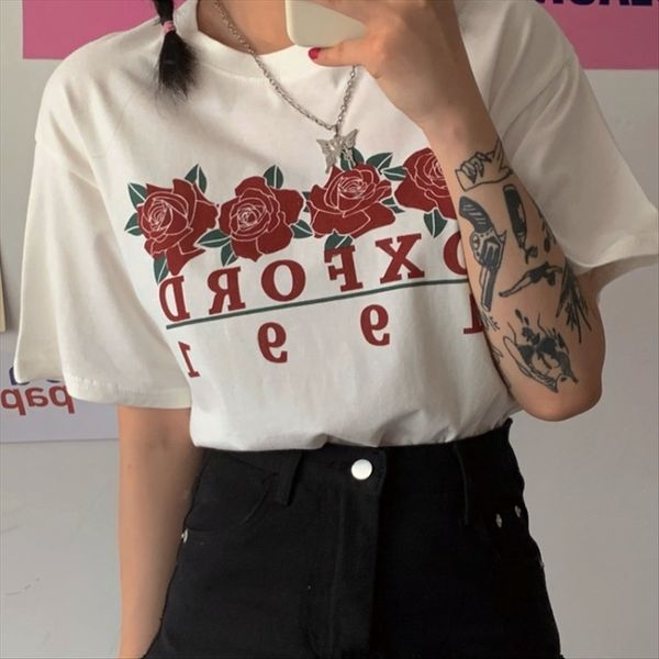 2020 rose loose 2020 rose paern prined loose prined shor sleeve pattern short sleeve t, White
2020 rose loose 2020 rose paern prined loose prined shor sleeve pattern short sleeve t, White