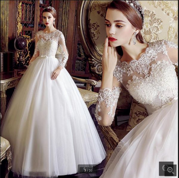 robe de mariage white lace appliques ball gown wedding dress long sleeve hollow back beaded fashion corset wedding gowns with bow
robe de mariage white lace appliques ball gown wedding dress long sleeve hollow back beaded fashion corset wedding gowns with bow