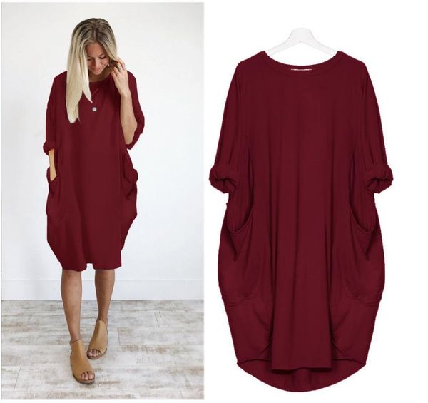 women casual loose dress with pocket ladies fashion o neck long female t shirt dress streetwear plus size 5xl vestidos, White
women casual loose dress with pocket ladies fashion o neck long female t shirt dress streetwear plus size 5xl vestidos, White